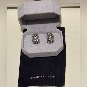DAVID YURMAN Diamond Quatrefoil Tapestry Hoop Earrings